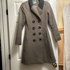 Spiewak & Sons Gray/Brown Double-Breasted Wool Coat